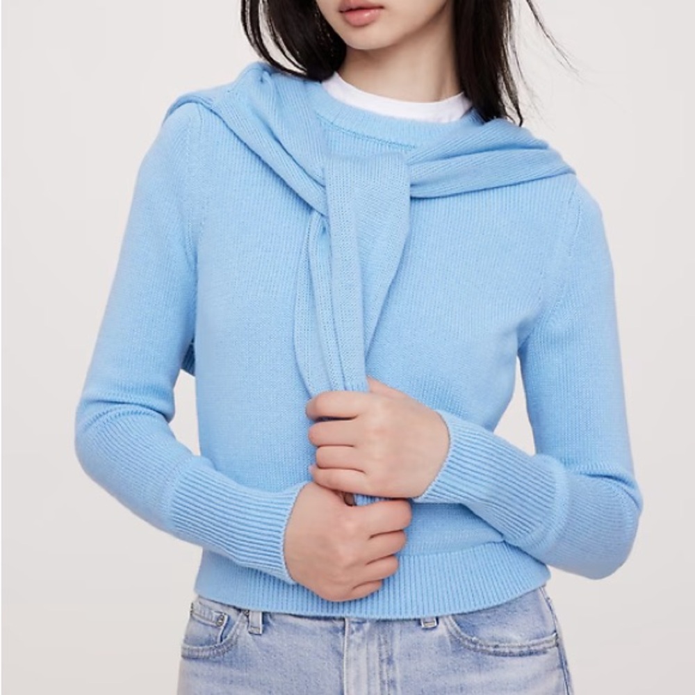 Banana Republic | SHRUNKEN COTTON-SILK CREW-NECK SWEATER | X-Large | Blue